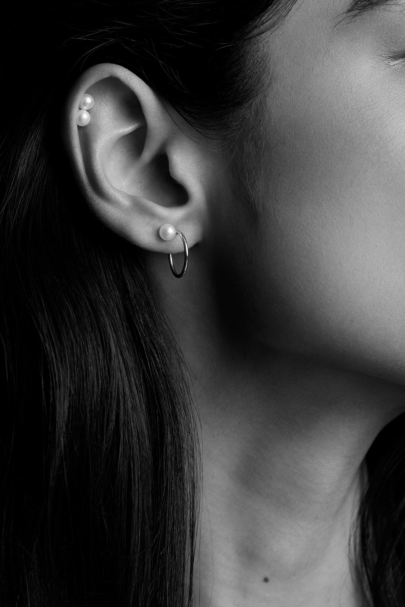 Lara Hoops with Pearl | Silver