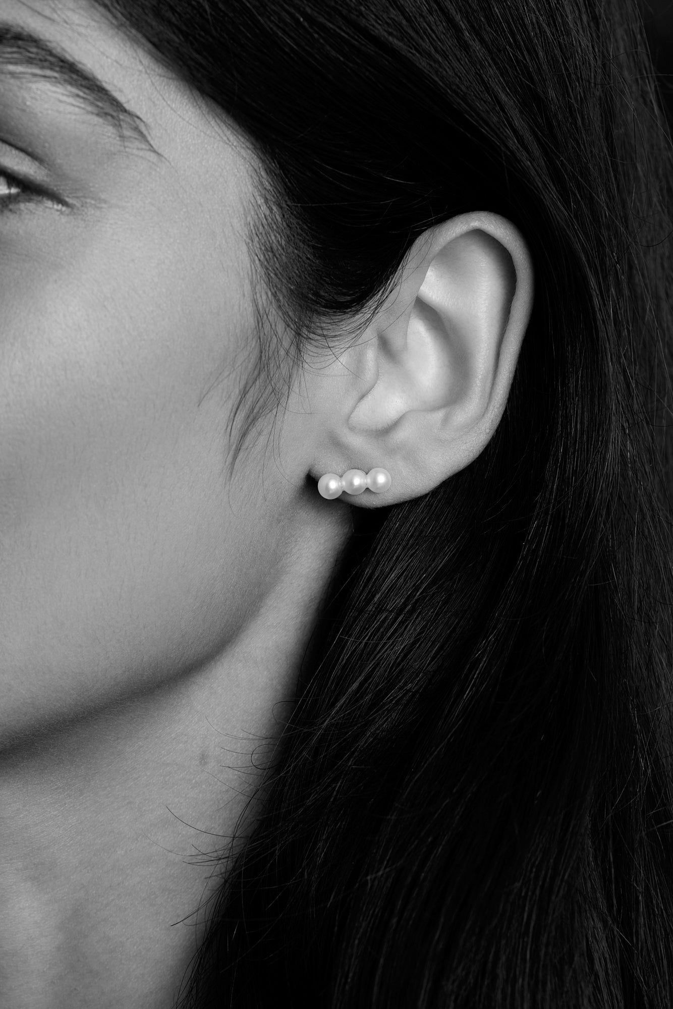 Sarah 3 Pearl Studs | Silver| Natasha Schweitzer