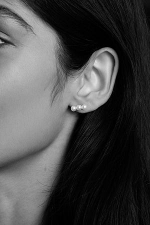 Sarah 3 Pearl Earrings | Silver | Natasha Schweitzer
