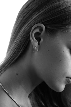 Mini Lara Oval Diamond Hoop Earrings | 18K White Gold | Natasha Schweitzer