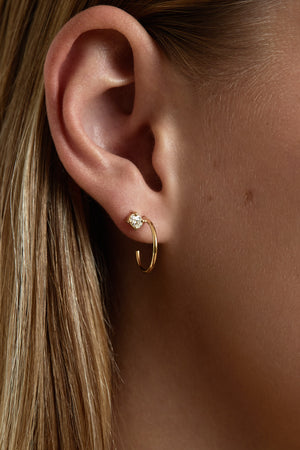 Mini Lara Oval Diamond Hoop Earrings | 18K Yellow Gold | Natasha Schweitzer