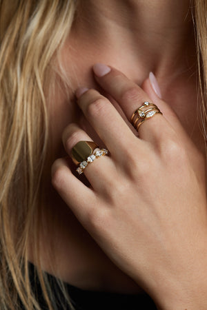 Mini Marquise Diamond Ring | 9K Yellow Gold | Natasha Schweitzer