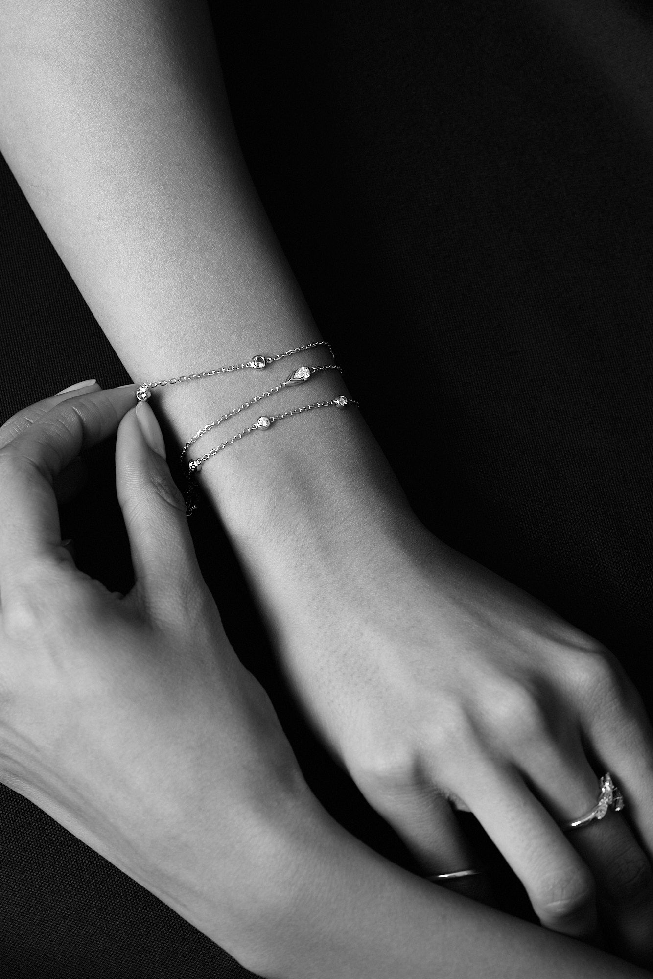 Mini Pear Diamond Bracelet | 9K White Gold| Natasha Schweitzer