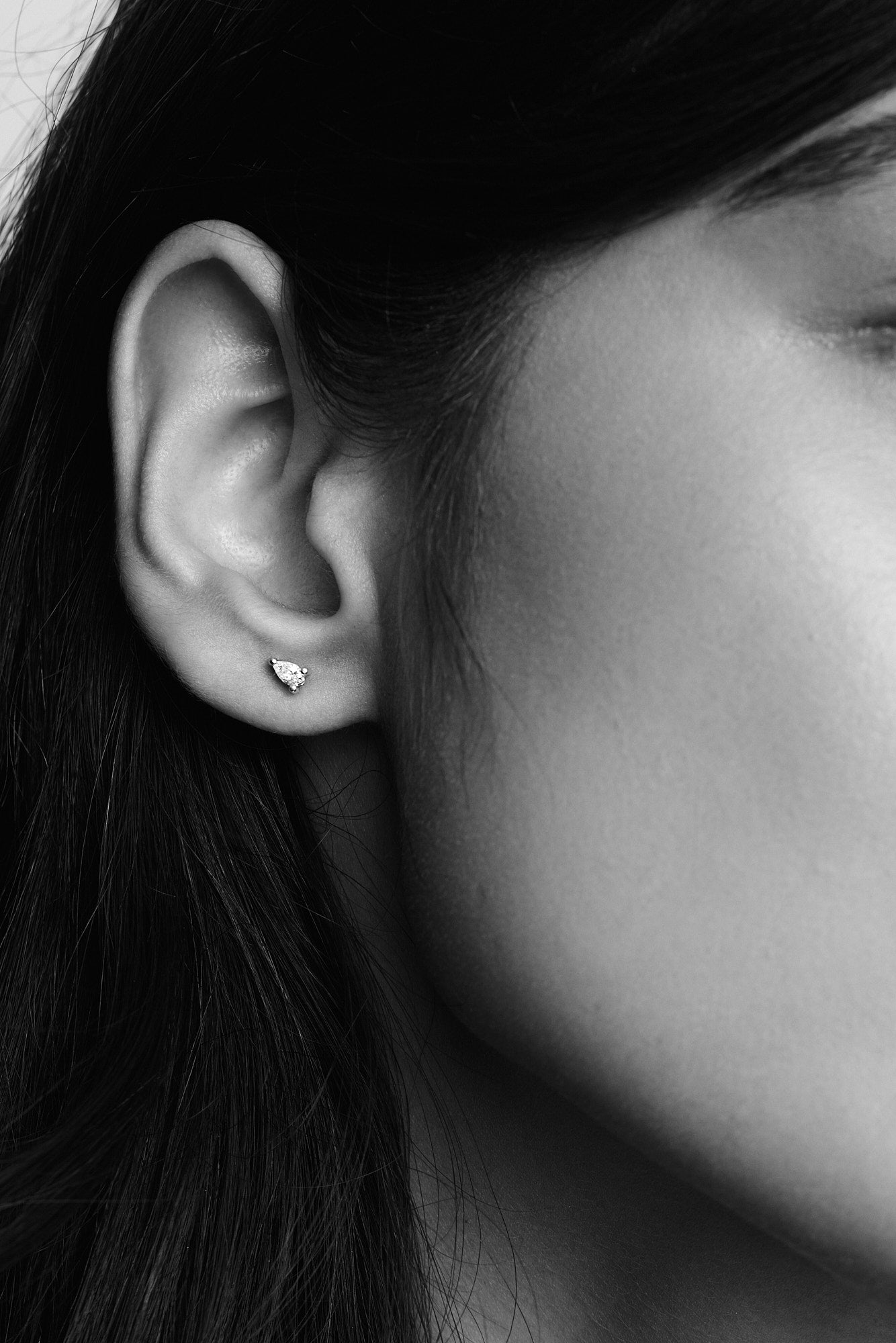 Petite Pear Diamond Studs | 18K White Gold| Natasha Schweitzer