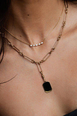 Curved Pear Diamond Bar Necklace | 18K Yellow Gold | Natasha Schweitzer
