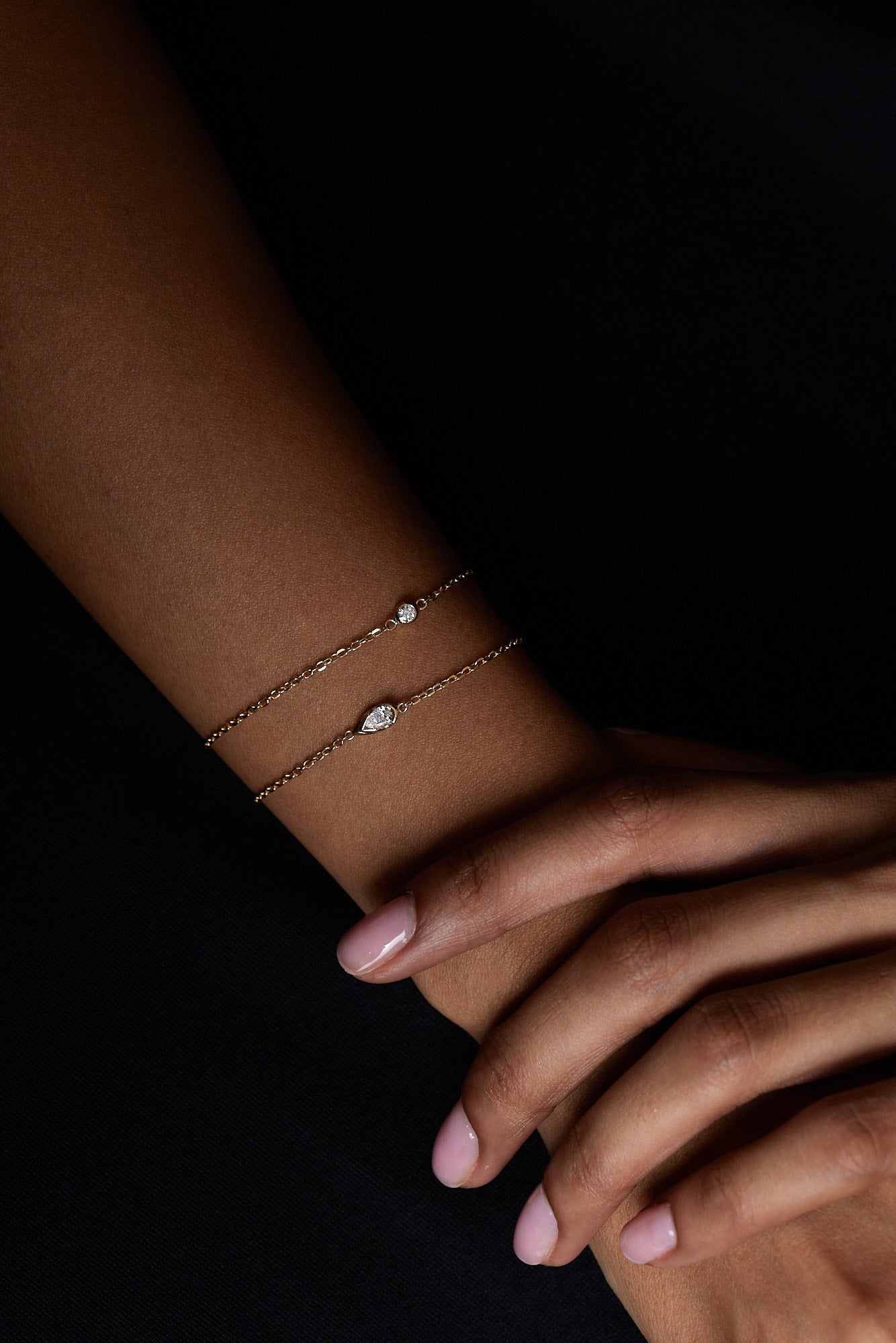 Mini Pear Diamond Bracelet | 9K Yellow or Rose Gold| Natasha Schweitzer