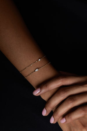 Mini Pear Diamond Bracelet | 9K Yellow or Rose Gold | Natasha Schweitzer