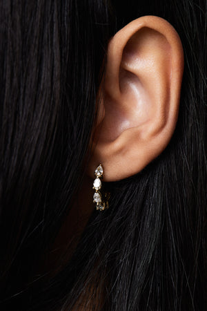 Pear Diamond Hoop Earrings | 18K Yellow Gold | Natasha Schweitzer