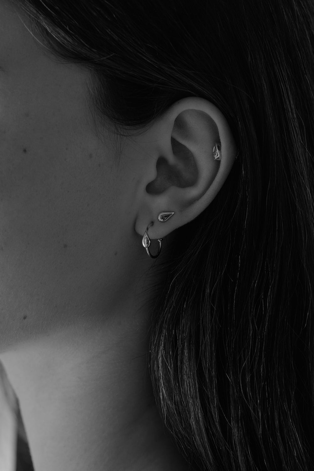 Pear Hoop Earrings | Silver