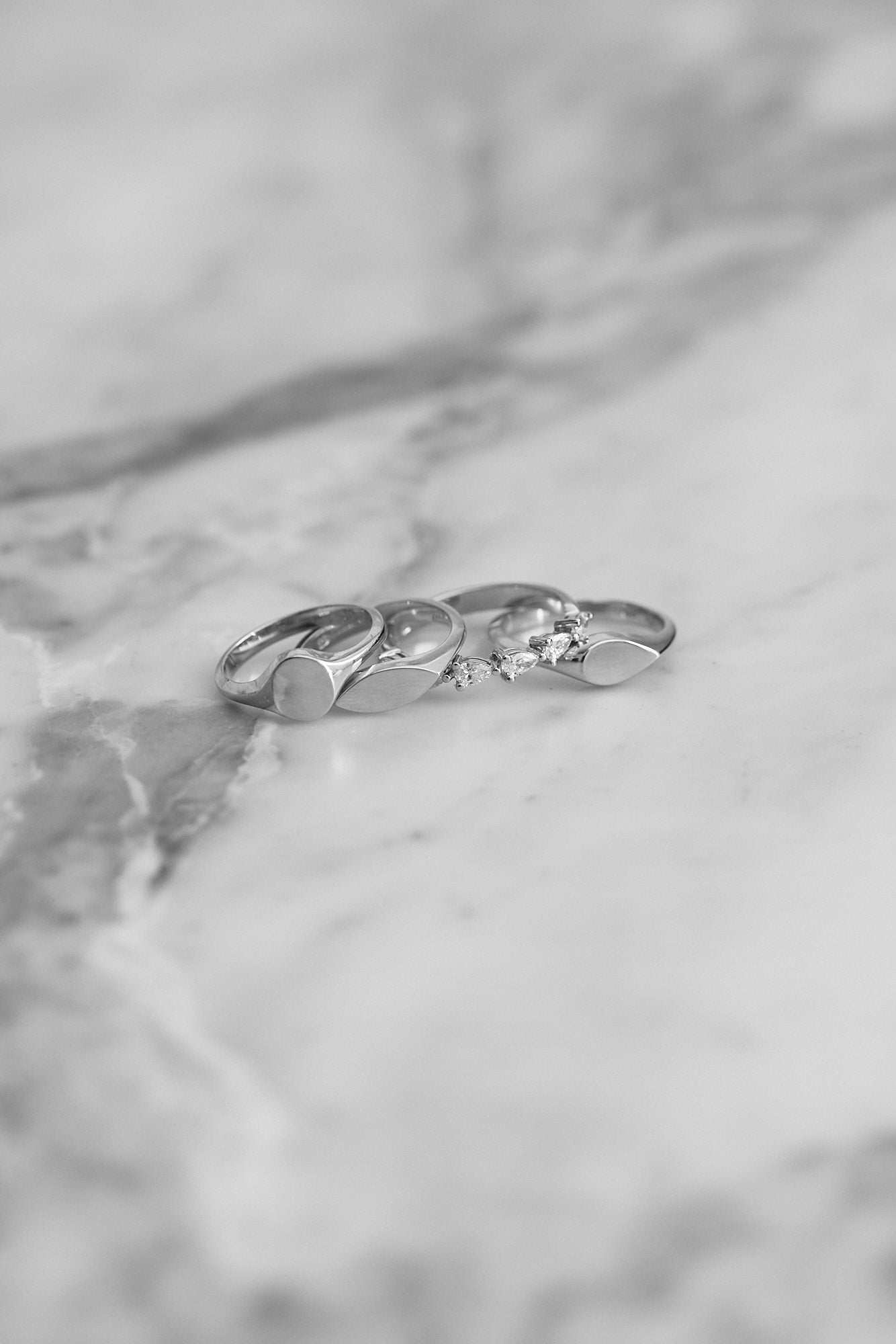 Mini Marquise Signet Ring | White Gold| Natasha Schweitzer
