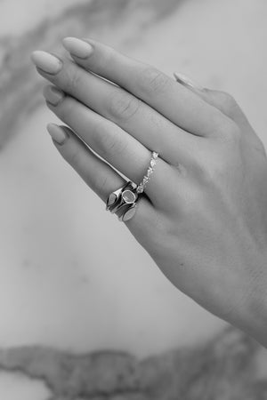 Mini Marquise Signet Ring | White Gold | Natasha Schweitzer