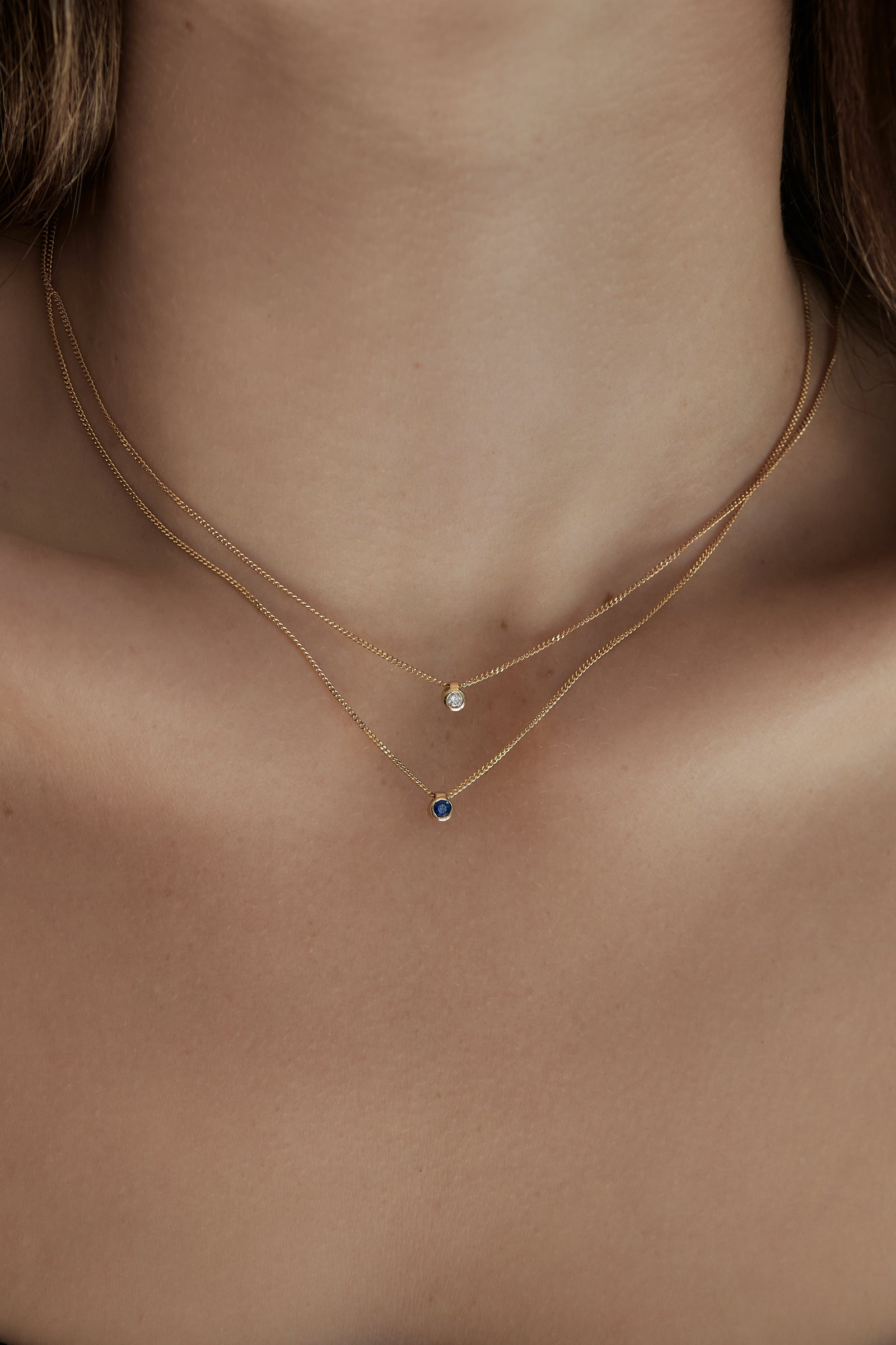Mini Sapphire Necklace | 9K Gold| Natasha Schweitzer