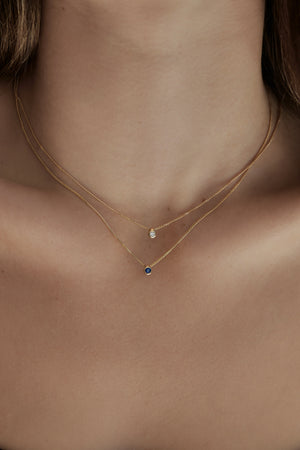 Mini Sapphire Necklace | 9K Gold | Natasha Schweitzer