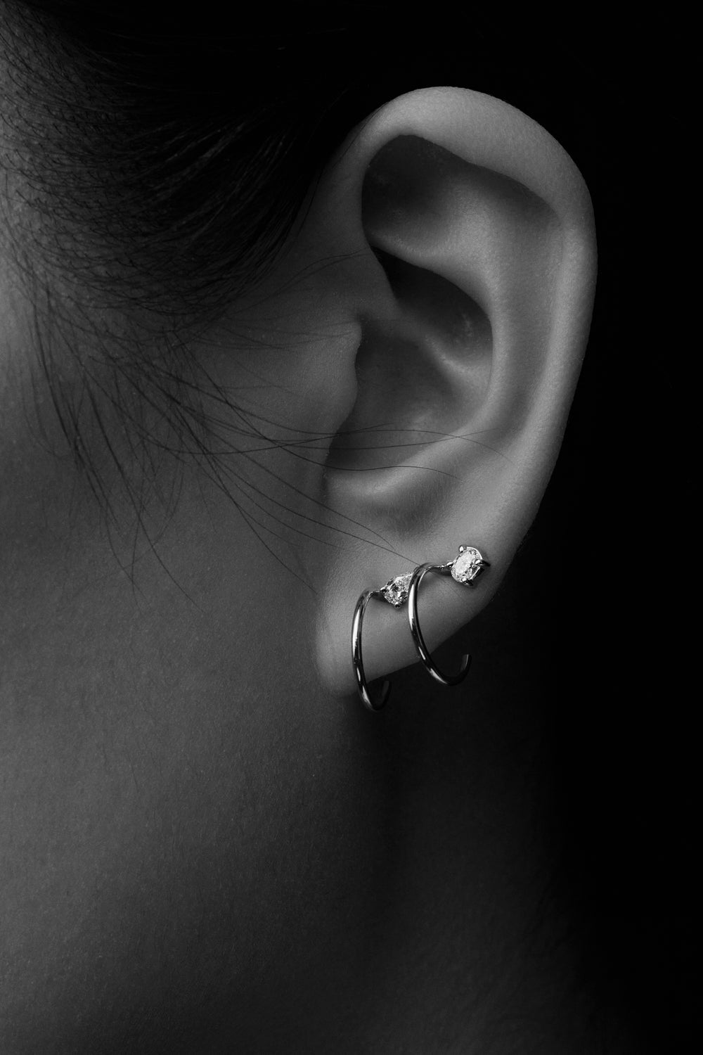 Mini Lara Pear Diamond Hoop Earrings | 18K White Gold| Natasha Schweitzer