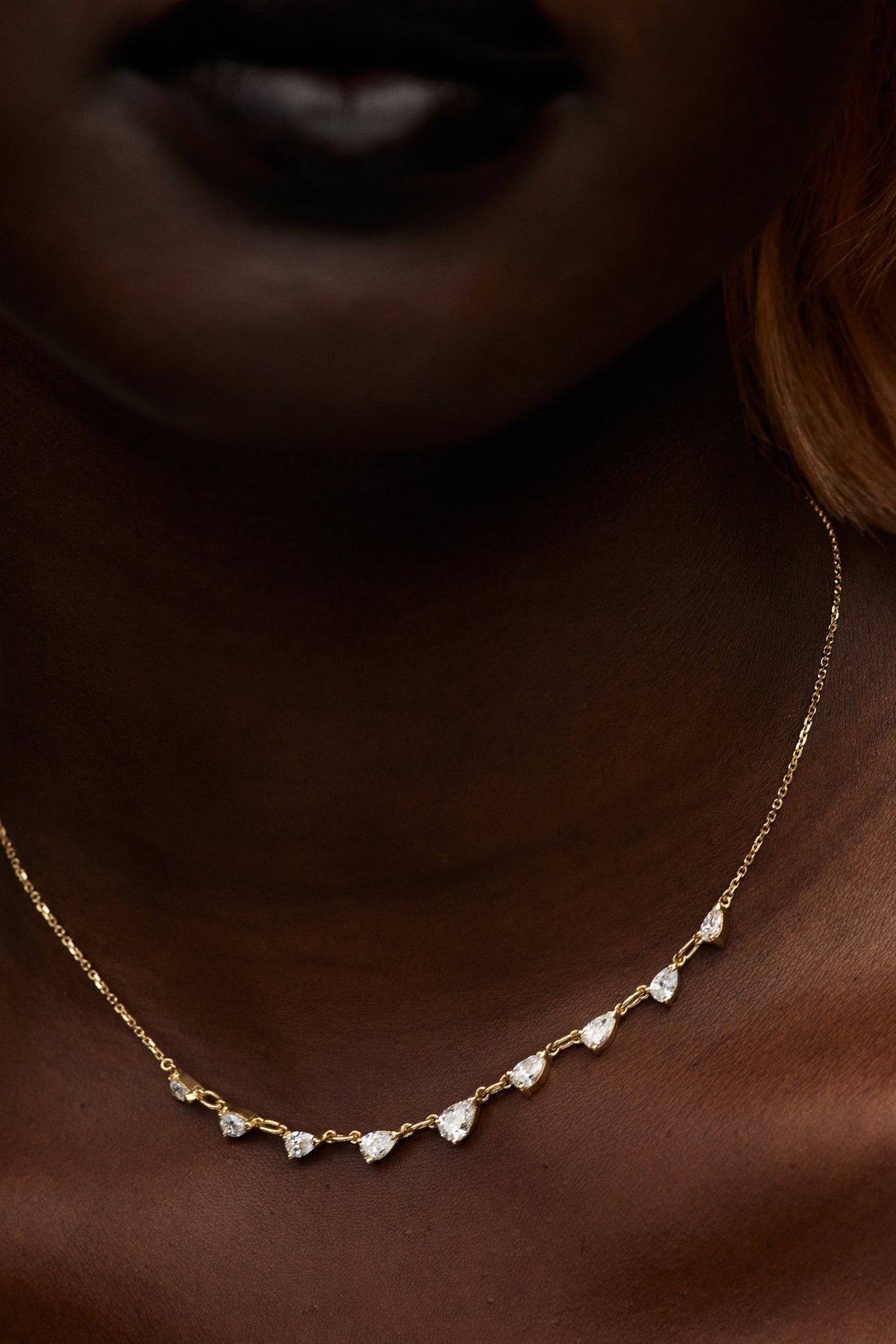 Arwen Pear Diamond Necklace | 18K Yellow Gold