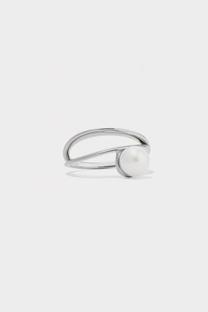Double Band Pearl Ring | Silver | Natasha Schweitzer