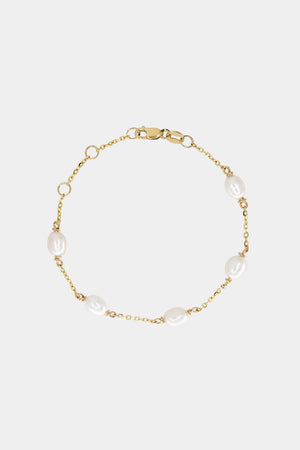 Oval Pearl Bracelet | 9K Yellow Gold | Natasha Schweitzer