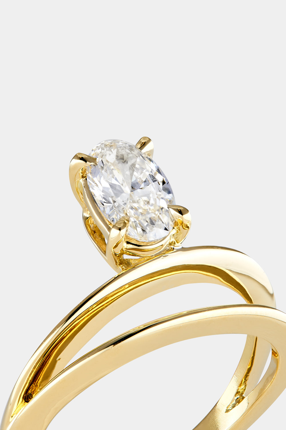 Double Band Diamond Oval Ring | 18K Gold