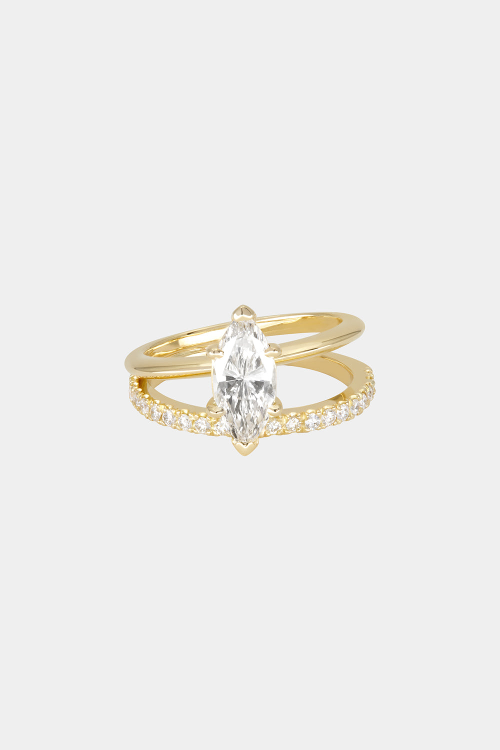 Double Band Marquise Diamond Ring | 18K Gold