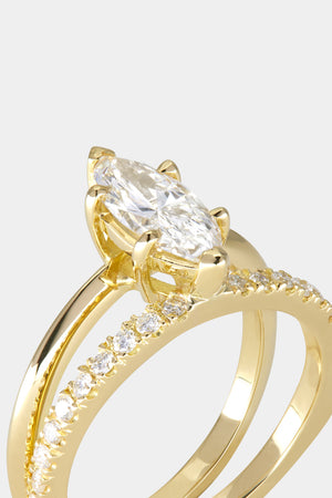 Double Band Marquise Diamond Ring | 18K Gold | Natasha Schweitzer