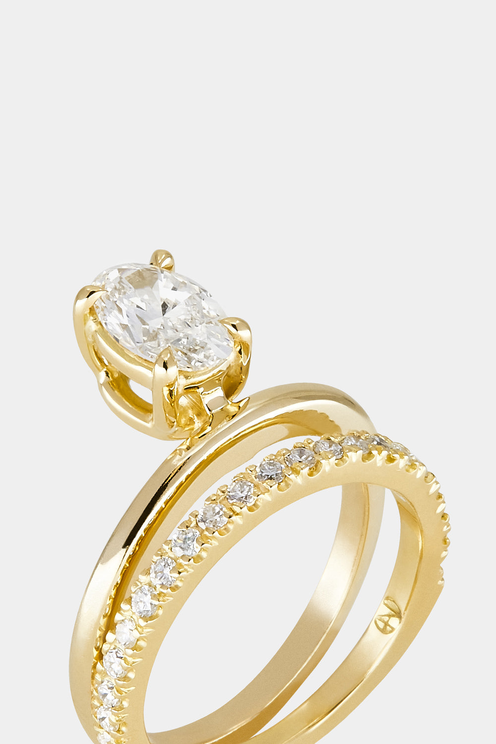 Double Band Oval Diamond Ring | 18K Gold