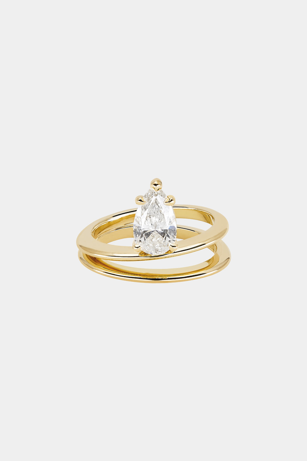 Double Band Diamond Pear Ring | 18K Gold
