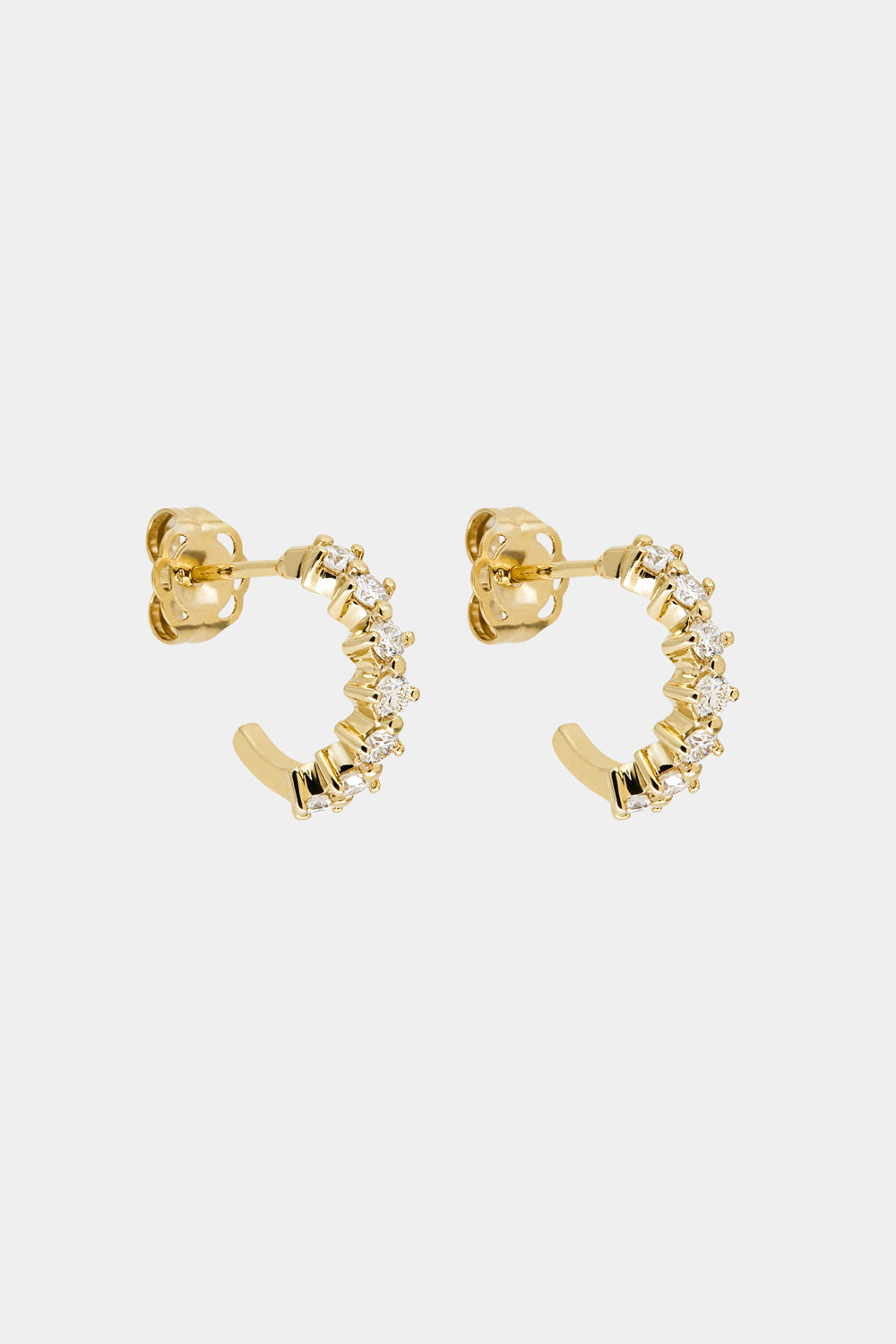Mini Buttercup Diamond Hoops | Yellow Gold