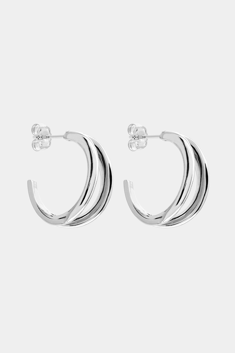 Double Band Hoops | Silver or 9K White Gold