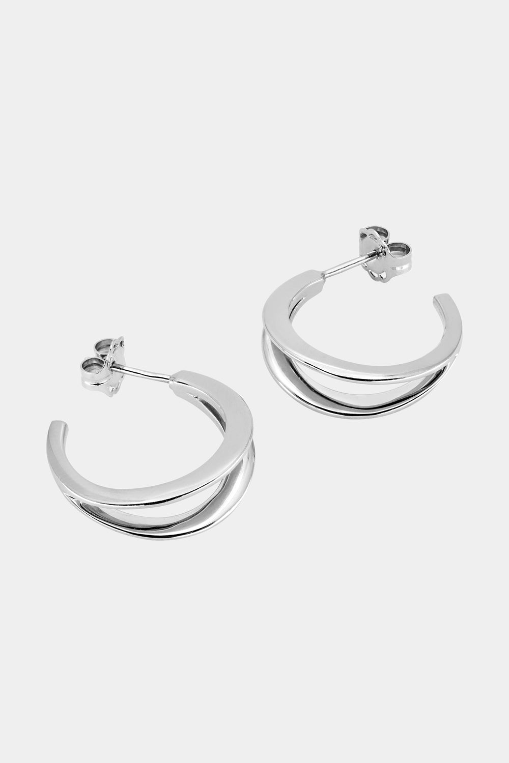 Double Band Hoops | Silver or 9K White Gold, More Options Available| Natasha Schweitzer