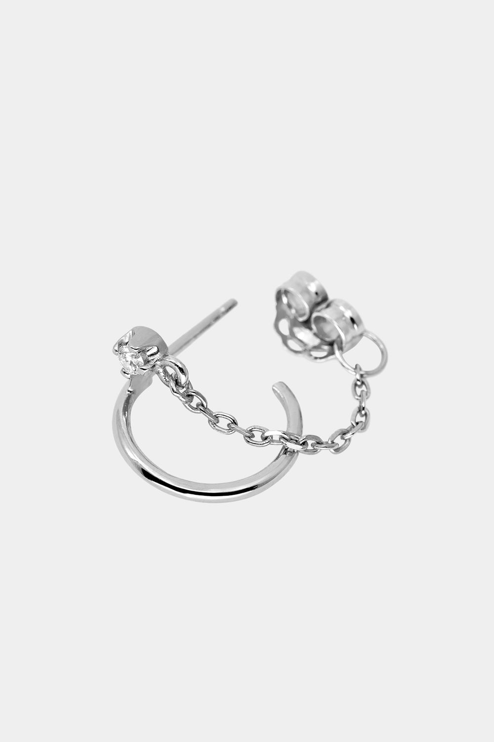Mini Lara Diamond Chain Hoop Earrings | 9K White Gold| Natasha Schweitzer