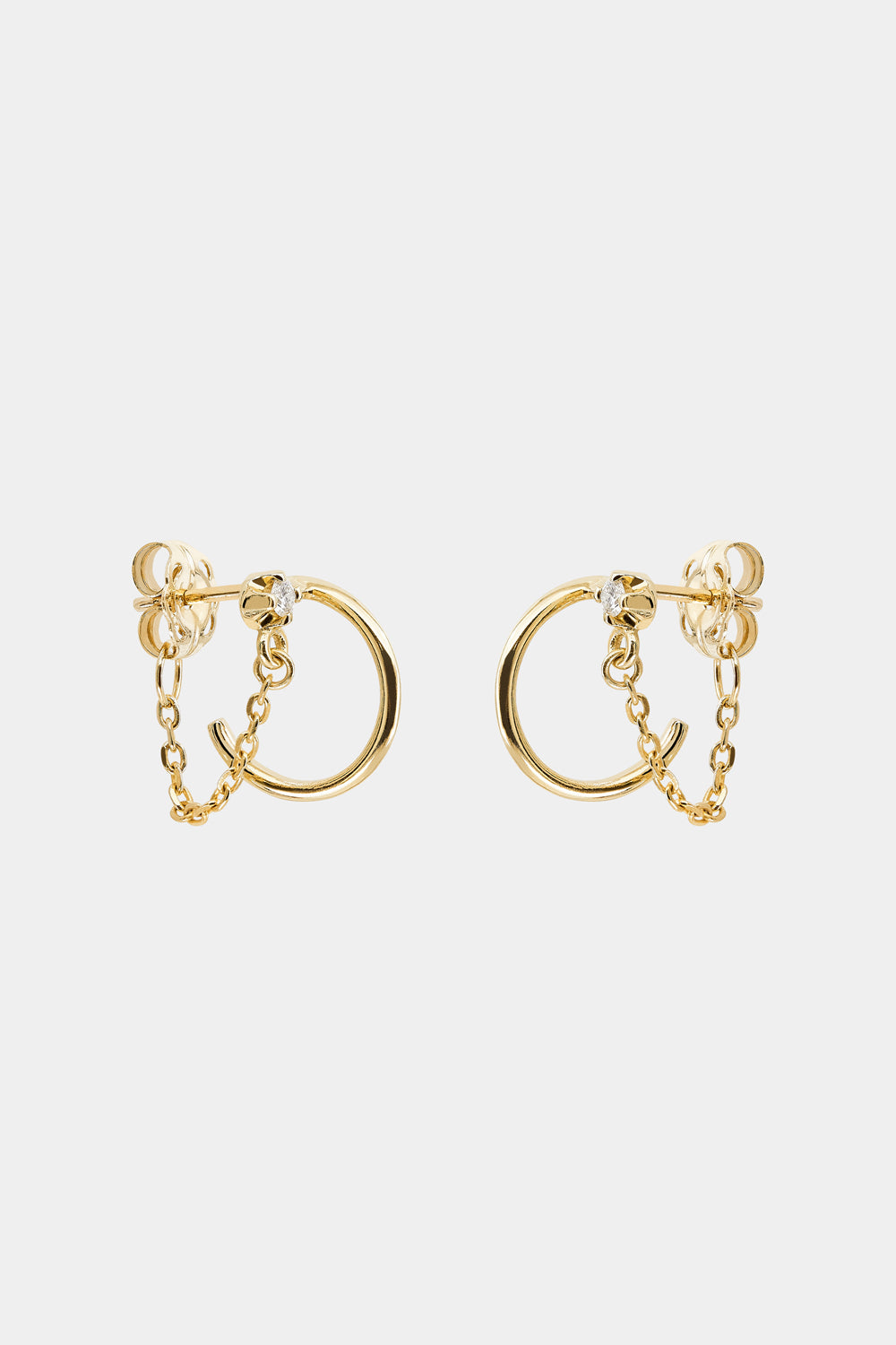 Mini Lara Diamond Chain Hoop Earrings | 9K Yellow Gold