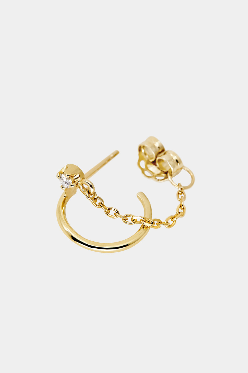 Mini Lara Diamond Chain Hoop Earrings | 9K Yellow Gold| Natasha Schweitzer