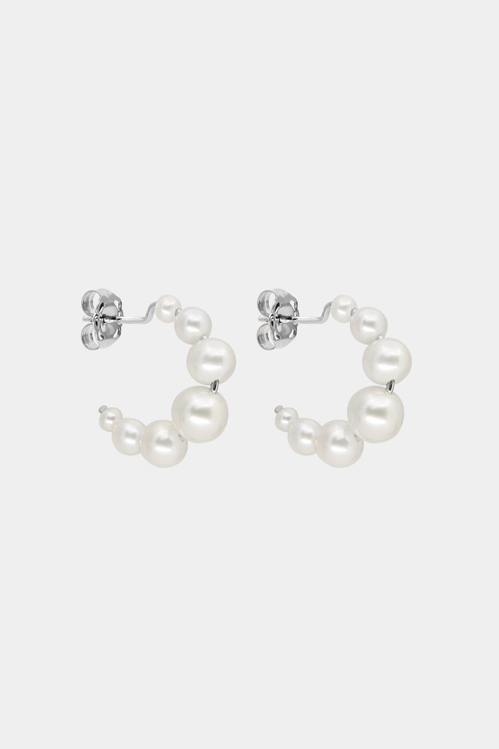 Graduating Pearl Hoops | Silver| Natasha Schweitzer