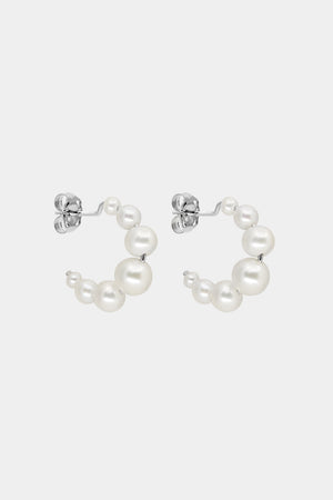 Graduating Pearl Hoops | Silver | Natasha Schweitzer