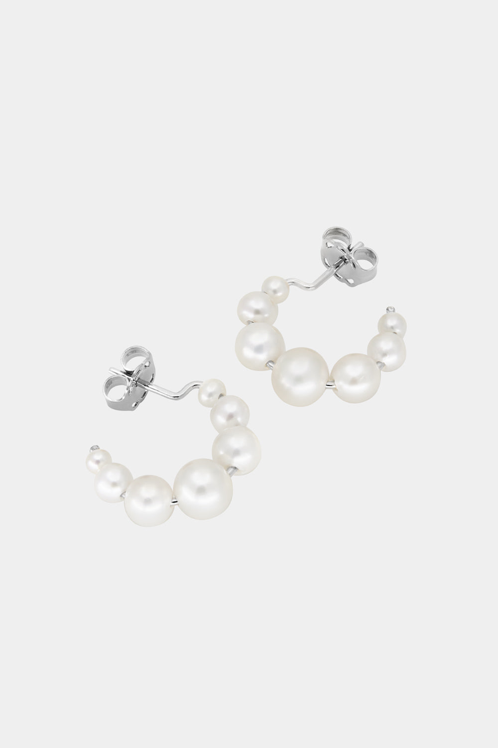 Graduating Pearl Hoops | Silver| Natasha Schweitzer