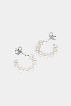 Pearl Hoop Earrings | Silver | Natasha Schweitzer