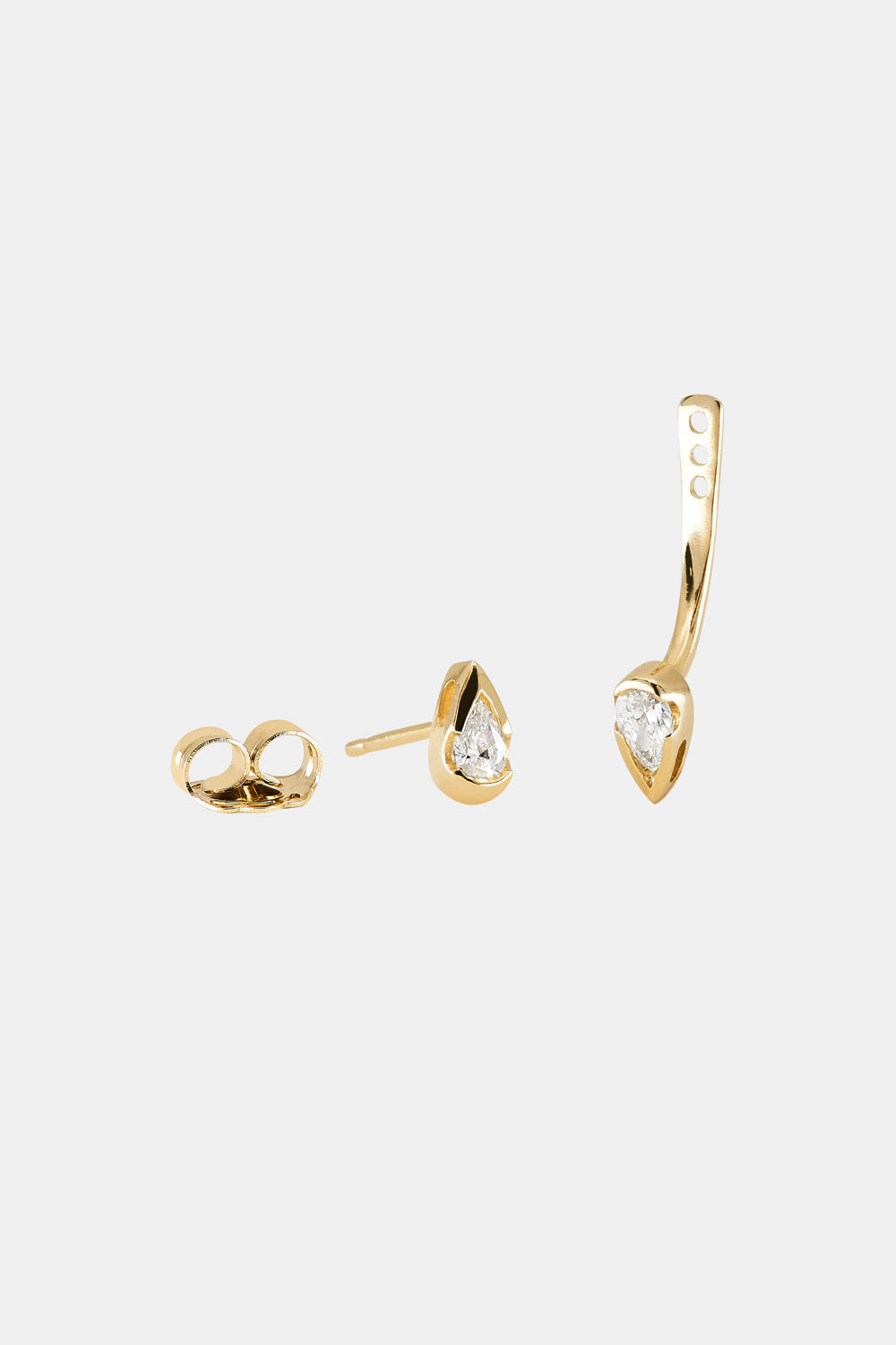 Pear Diamond Stud Ear Jacket Drops | Gold| Natasha Schweitzer