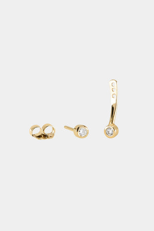 Round Diamond Ear Jacket Drops | Gold | Natasha Schweitzer