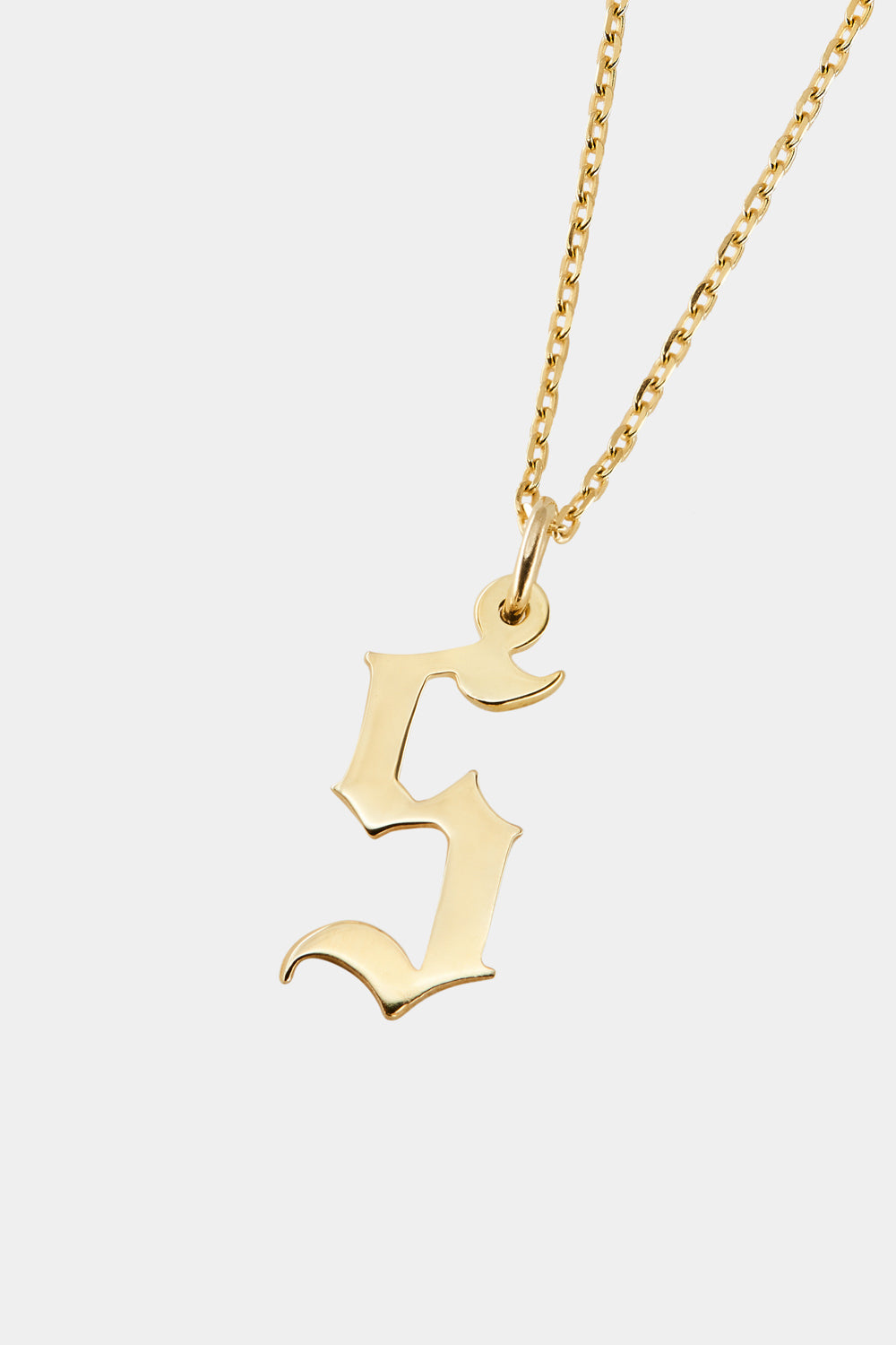 Large Gothic Letter Necklace | 9K Yellow Gold| Natasha Schweitzer