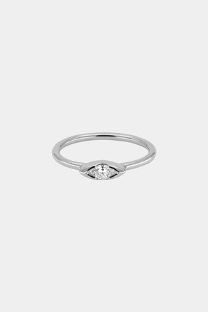 Mini Marquise Diamond Ring | 9K White Gold | Natasha Schweitzer