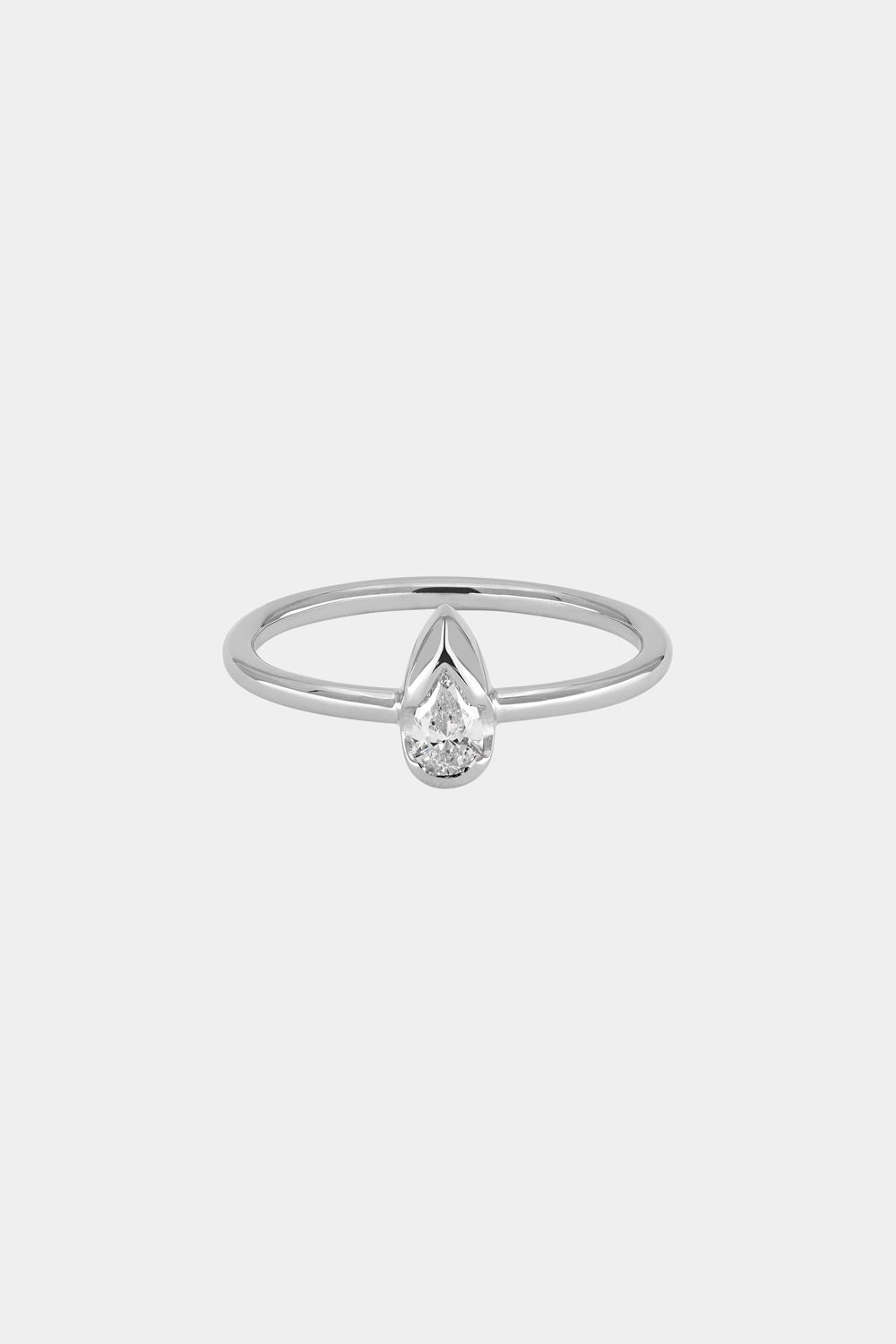 Mini Pear Diamond Ring | 9K White Gold