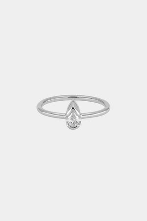 Mini Pear Diamond Ring | 9K White Gold | Natasha Schweitzer