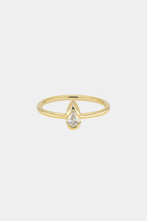 Mini Pear Diamond Ring | 9K Yellow Gold | Natasha Schweitzer