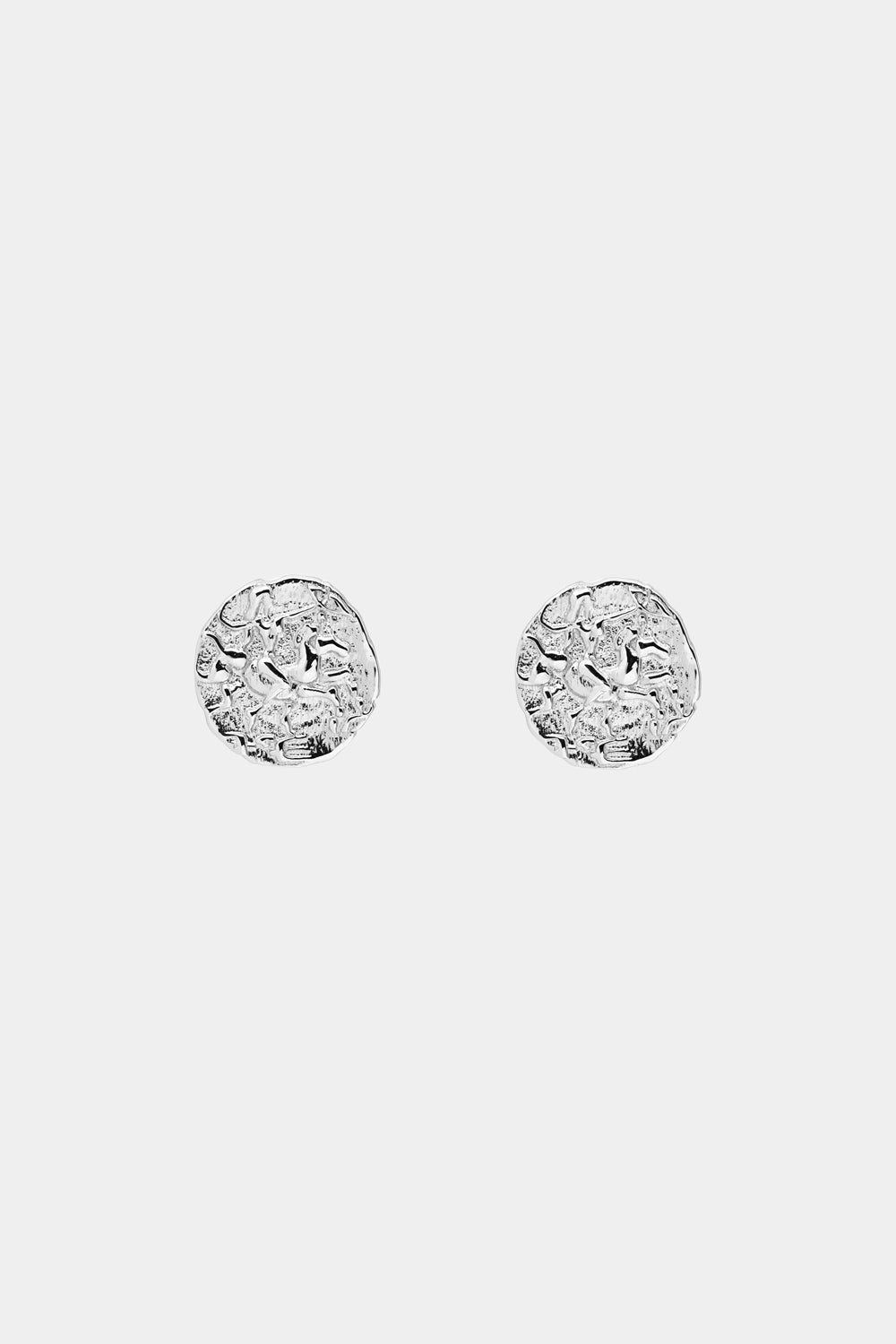 Coin Stud Earrings | Silver or 9K White Gold