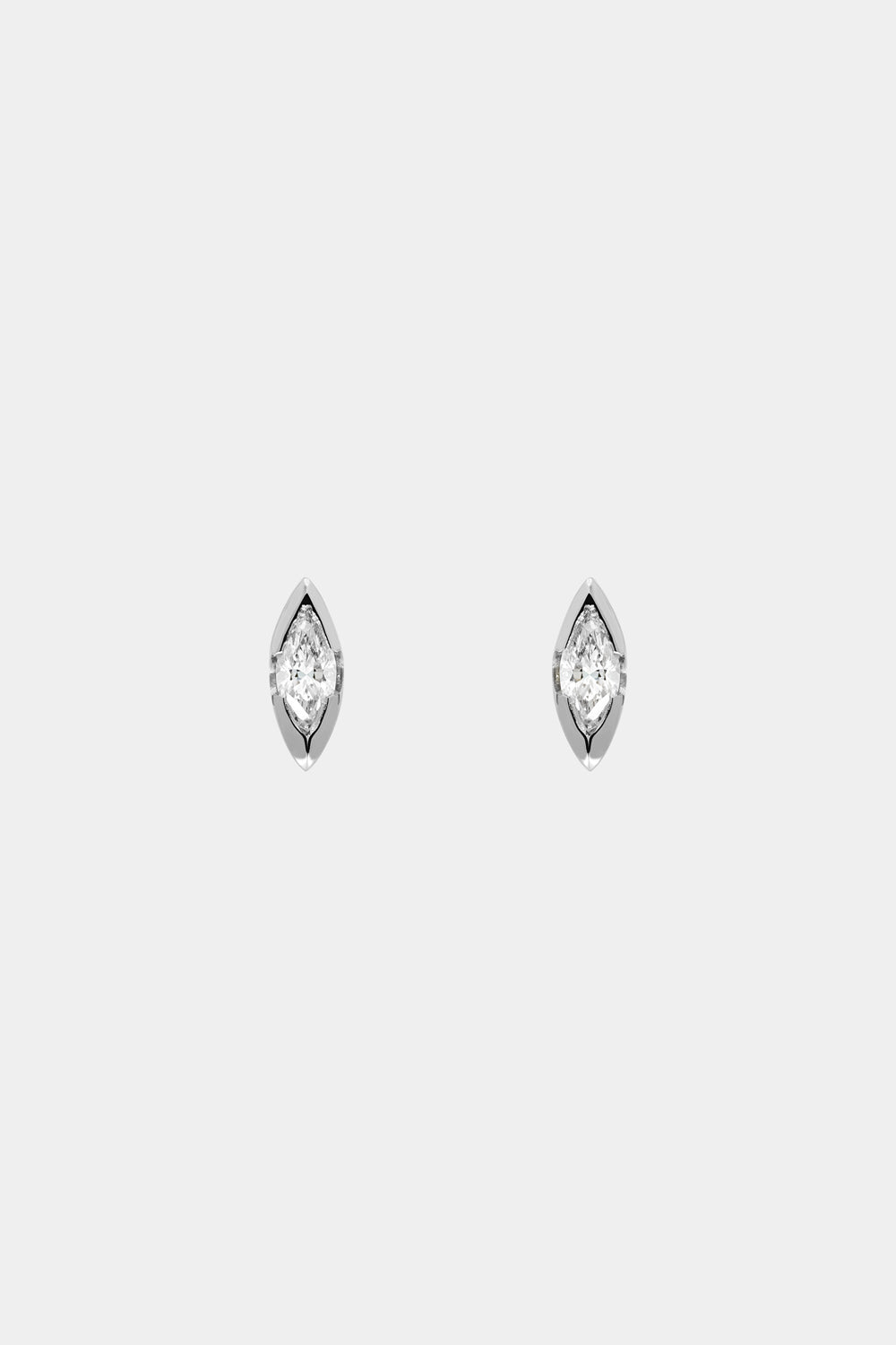 Mini Marquise Diamond Studs | 18K White Gold