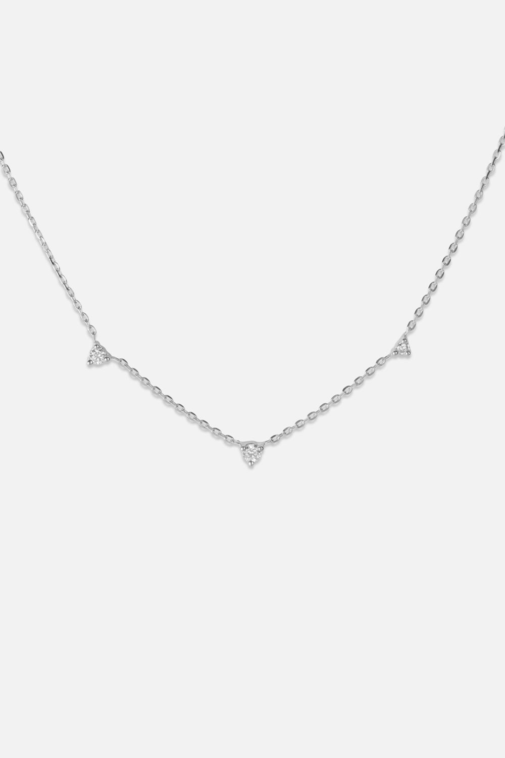 3 Round Diamond Necklace | White Gold