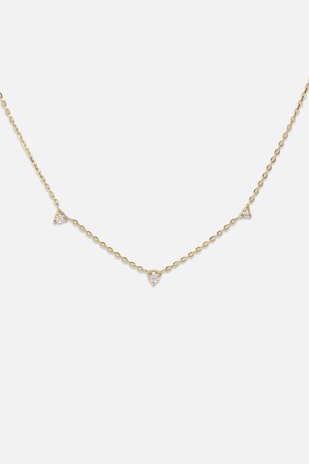 3 Round Diamond Necklace | Yellow Gold