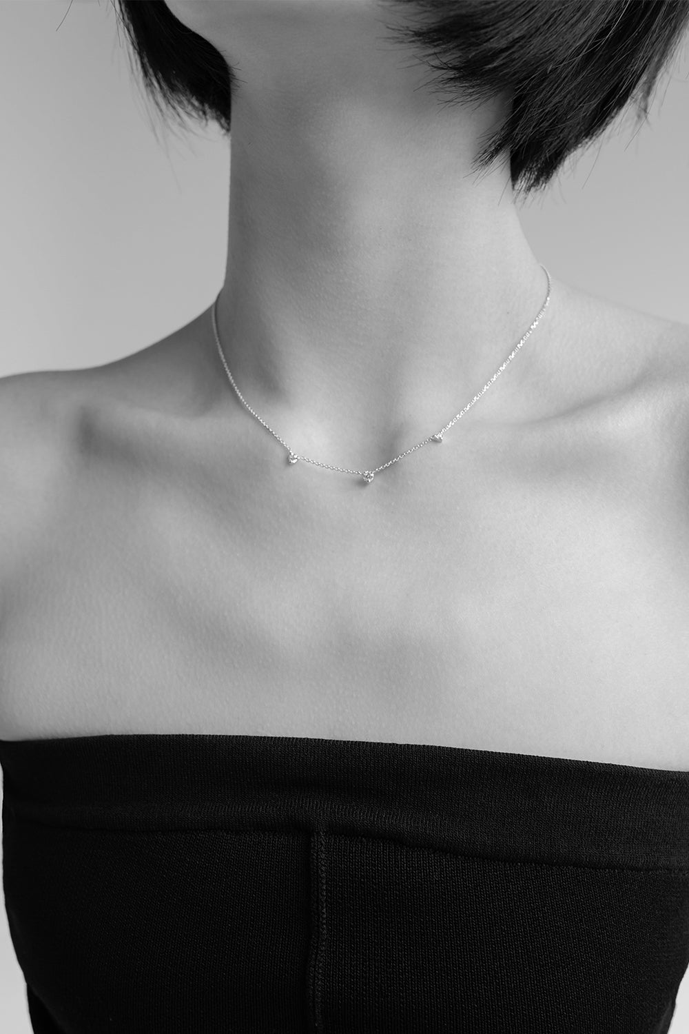 3 Round Diamond Necklace | White Gold| Natasha Schweitzer