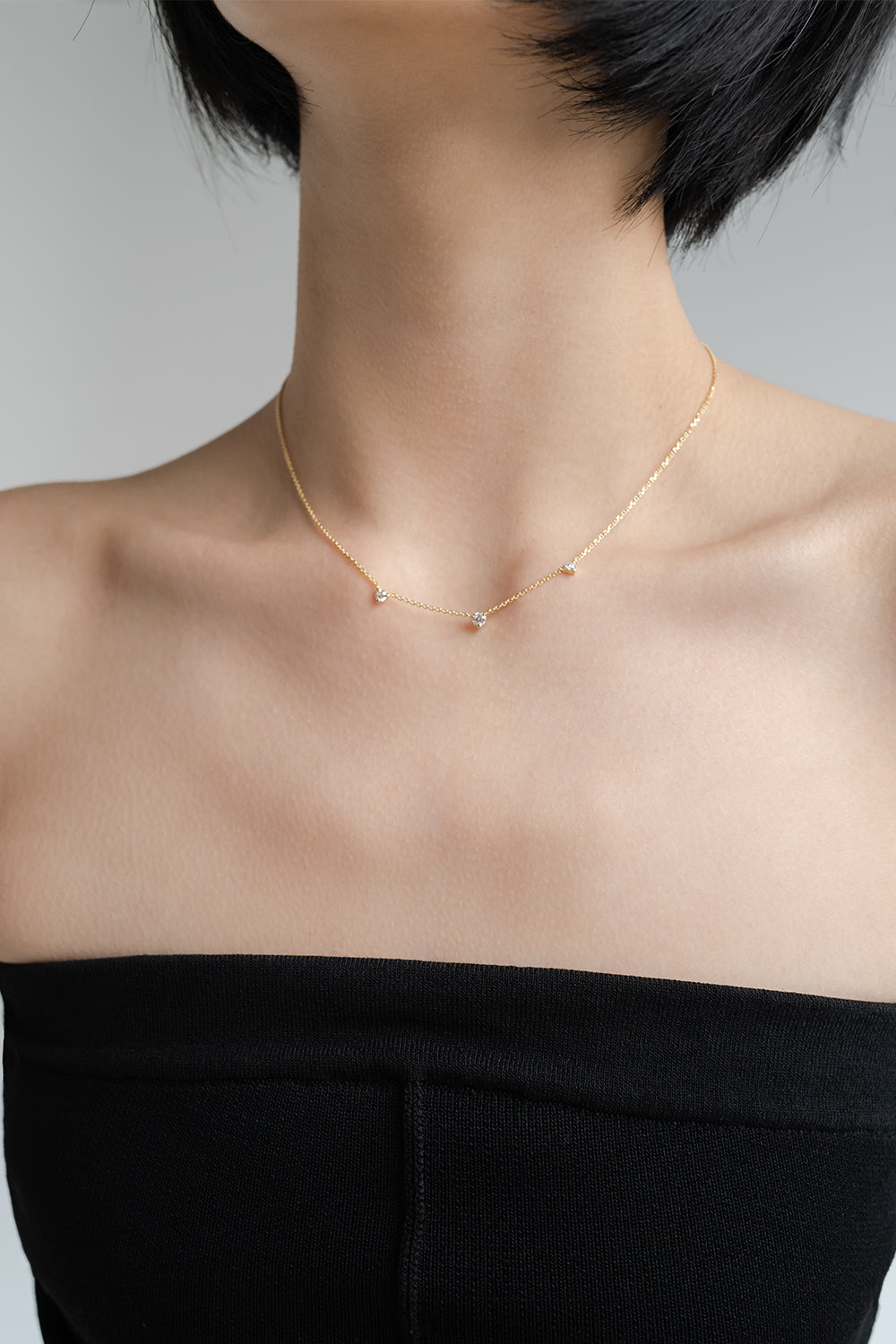 3 Round Diamond Necklace | Yellow Gold| Natasha Schweitzer
