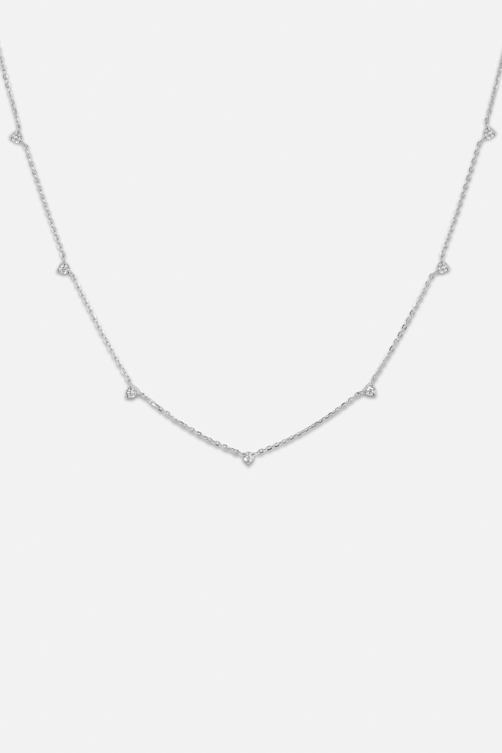 7 Round Diamond Necklace | White Gold